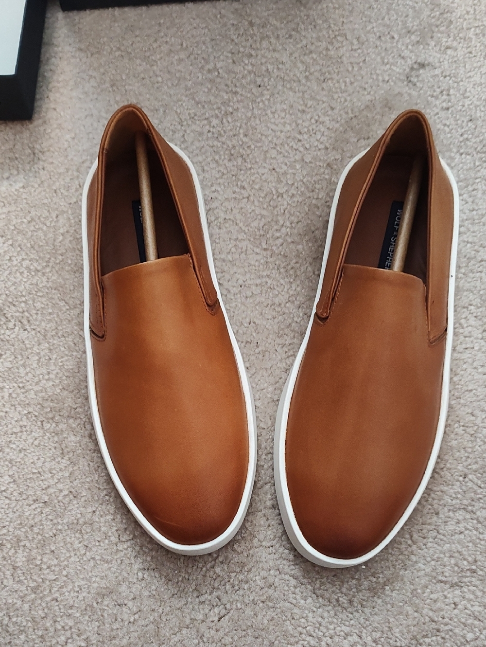 Women's Slip-On Leather Loafers in Cognac Brown